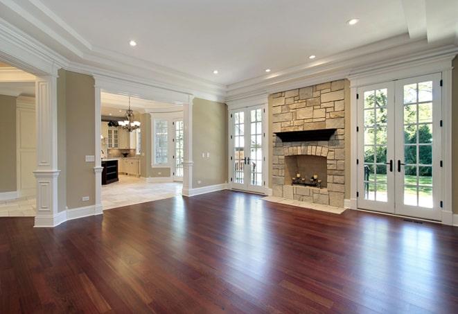 rich mahogany wood floors in modern living room